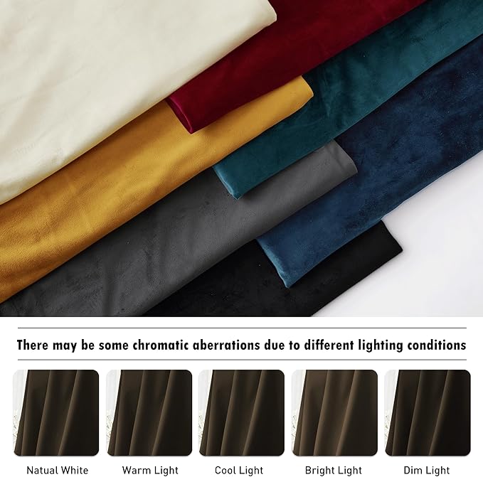 RYB HOME Brown Velvet Curtains 96 inches, Back Tab Soft Fabric Room Darkening Thermal Insulated Luxurious Home Decor Curtains for Living Room Bedroom, W 52" x L 96", 2 Panels Set