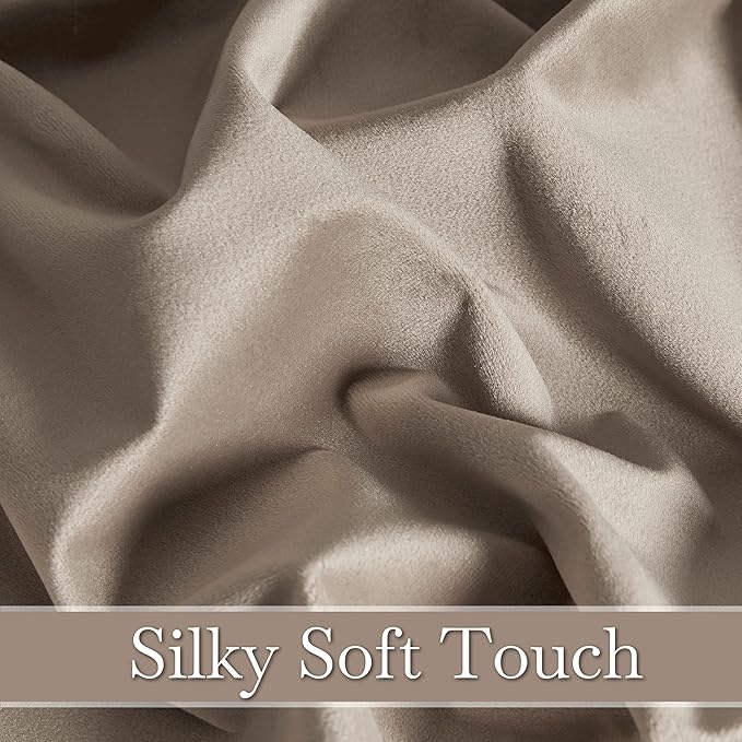 RYB Home Taupe Door Curtains Velvet - Back Tab Luxury Thermal Privacy Soft Backdrops 84 inches Long for Living Room Bathroom Bay Window, W42 x L84, 2 Panels Set
