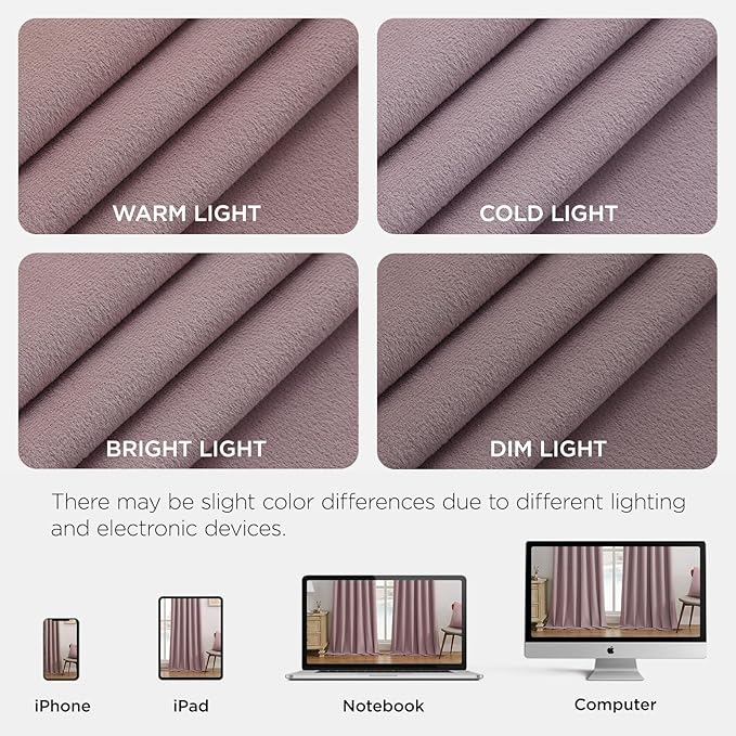 Joydeco Rose Pink 100% Blackout Curtains 96 Inch 2 Panels, Luxury Thermal Pink Velvet Curtains for Bedroom Living Room, Soundproof Blackout Window Drapes, Rod Pocket & Back Tab (52W x 96L)