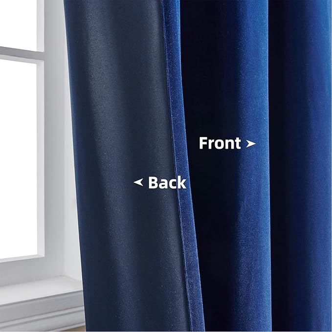 Joydeco Customized Velvet Curtains - Luxury Thermal Insulated Olive Royal Blue, Bedroom & Living Room, Rod Pocket, 1 Panel, Custom Size