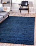 Unique Loom Solid Shag Collection Area Rug (8' x 10' Rectangle, Sapphire Blue/ Navy Blue)