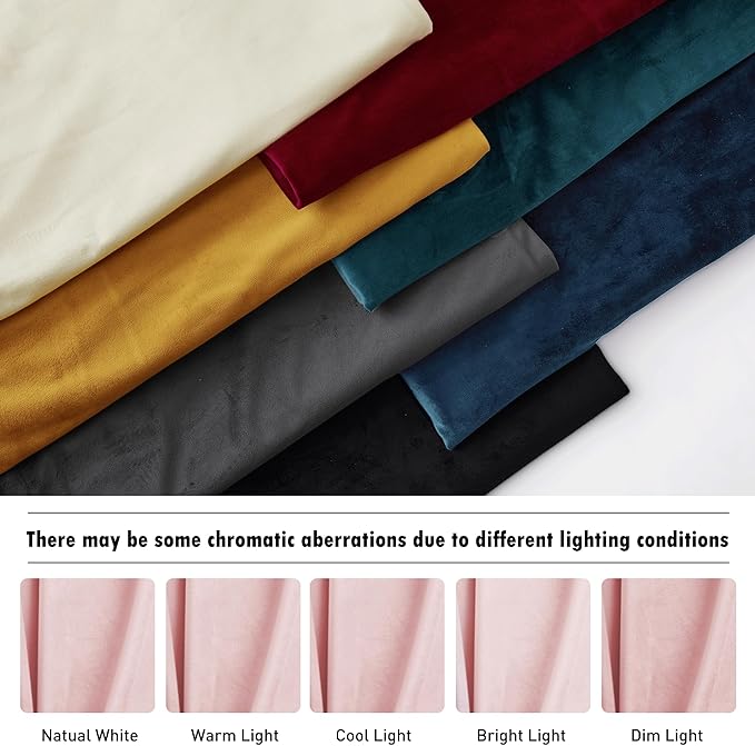 RYB HOME Baby Pink Velvet Curtains 90 inches, Back Tab Soft Fabric Room Darkening Thermal Insulated Luxurious Home Decor Curtains for Living Room Bedroom, W 52" x L 90", 2 Panels Set