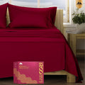 Mayfair Linen 100% Egyptian Cotton Queen Sheet Set - Luxury 1200 High Thread Count Egyptian Cotton Sheets Queen Size (4 PC, Burgundy), Silky Soft, Cooling, 17" Deep Pocket Sateen Weave Hotel Bedding