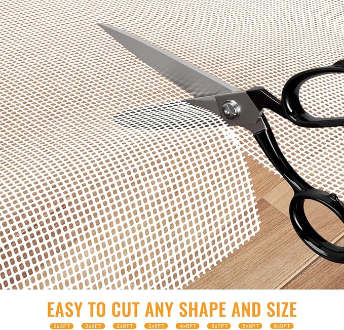 Silicone Non-Slip Rug Pad, Anti Skid Thin Area Rug Pad Gripper, Under Carpet Rug Mats for Hardwood Surface Floors, Keep Rugs in Place-2x8 Ft