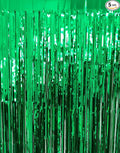 GOER 3.2 ft x 9.8 ft Metallic Tinsel Foil Fringe Curtains Party Photo Backdrop Party Streamers for St. Patrick's Day,Graduation,New Year Eve Decorations Christmas Wedding Decor (Green,5 Packs)