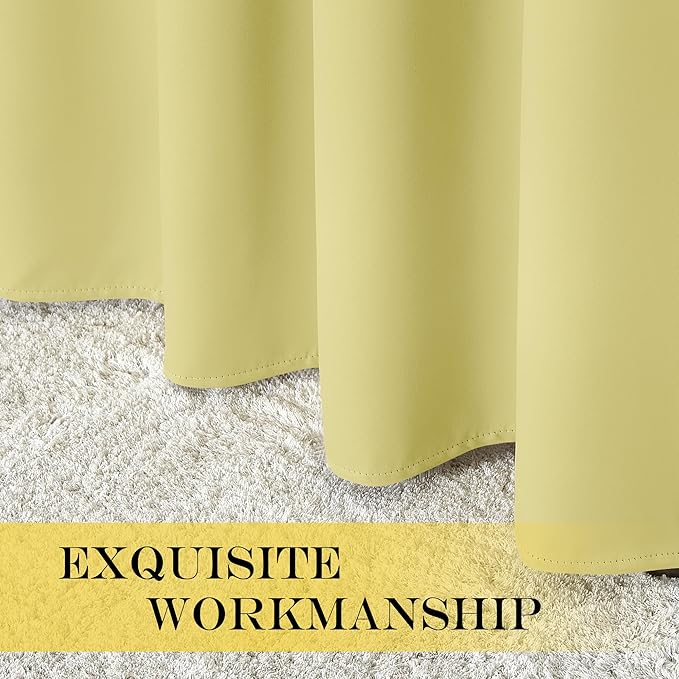NICETOWN Sliding Door Window Treatment Blackout Patio Door Curtain Panels, Privacy Thermal Drapes for Bedroom Living Room Department with Grommet Top (Paler Yellow, W66 x L110)