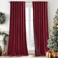 RYB HOME Burgundy Red Velvet Curtains for Christmas Decor, Soft Luxury Backdrops for Studio Theater, Back Tab Design for Bedroom Living Room, 42" W x L63 L, 2 Panels Set