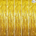 GOER 3.2 ft x 9.8 ft Metallic Tinsel Foil Fringe Curtains Party Photo Backdrop Party Streamers for Birthday,Graduation,New Year Eve Decorations Wedding Decor (Gold,5 pcs)