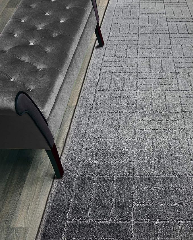 12 FT Long Non Slip Washable Runner Rug – 26" x 12' Custom Size Carpet Runner with Rubber Backing, Hallway Kitchen Bedroom Bathroom Laundry Room Floor Mat, Anthracite Grey