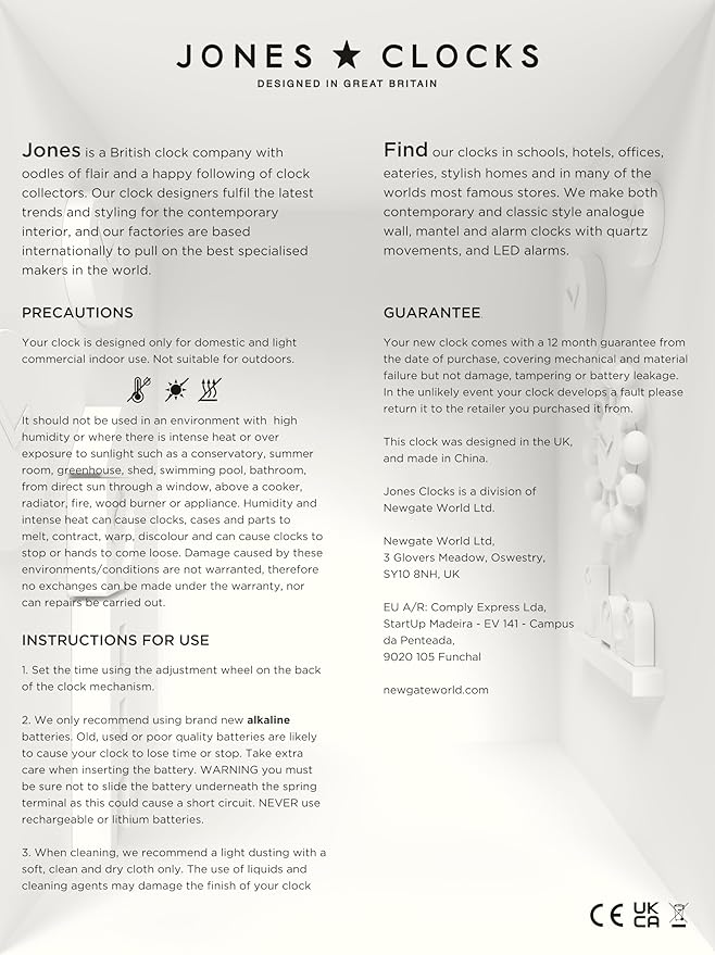 JONES CLOCKS® Parlour Mantel Clock | Classic Carriage Clock | Pale Gray | Elegant Square Decorative case, Perfect for Mantel, Shelf, Table or Bedside