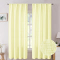 Tollpiz Short Linen Curtains Living Room Rod Pocket Semi Sheer Curtain Burlap Light Filtering Thick Linen Drapes for Bedroom, 54 x 54 inches Long, Cream Yellow, Set of 2 Panels
