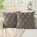 Set of 2 Soft Moroccan Throw Pillow Covers 20x20 Inch Plush Boho Decorative Pillow Cover Accent Cushion Case for Couch Sofa Bed, Deep Grey
