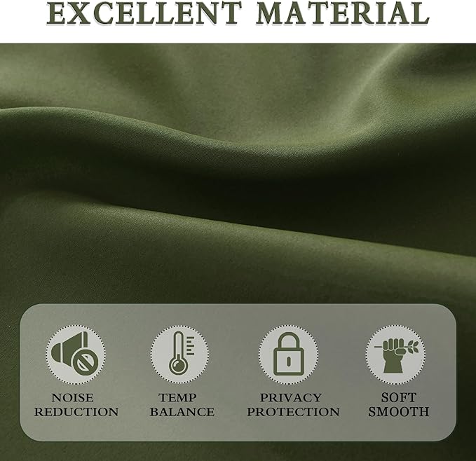DONREN Olive Green Curtains 96 Inch Length for Sliding Glass Patio Door,Blackout Window Curtain Panels for Living Room,Thermal Insulated Bedroom Home Decor,Set of 2 Panel,W 52 by L 96 Inch