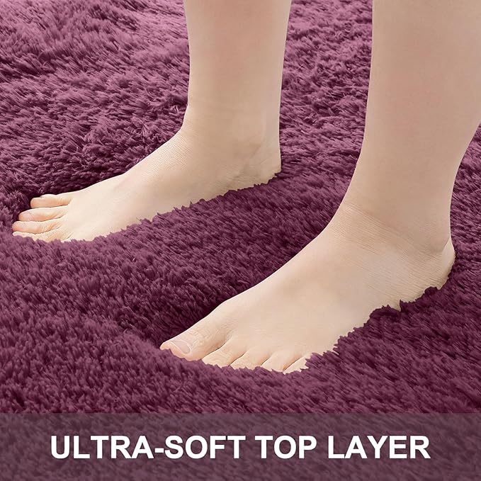 OLANLY 9x12 Machine Washable Large Area Rugs for Living Room, Bedroom, Soft Fluffy Shaggy Bedside Rug, Indoor Floor Carpet for Kids Girls and Boys, Dorms, Nursery, Home Decor Aesthetic, Burgundy