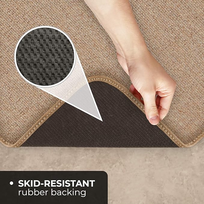 House, Home and More Skid-Resistant Carpet Indoor Area Rug Floor Mat - Pebble Beige - 8 Ft X 8 Ft - Non Slip Rubber Backing, Stain Resistant, Dog Friendly, Living Room Bedroom Kitchen Entryway