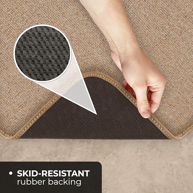 House, Home and More Skid-Resistant Carpet Indoor Area Rug Floor Mat - Pebble Beige - 8 Ft X 10 Ft - Non Slip Rubber Backing, Stain Resistant, Dog Friendly, Living Room Bedroom Kitchen Entryway