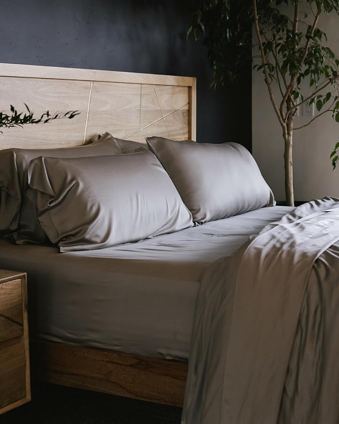 Cozy Earth Luxury Bed Sheet Set - 100% Viscose from Bamboo Fabric, Ultra-Soft & Breathable, Fits Regular & Deep Pocket Mattresses up to 20" - 4 Pieces Full Sheet Set Dove Grey