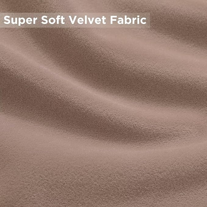 Joydeco Velvet Curtains Rose Beige Blackout Curtains Thermal Insulated 90 inches Long Window Curtains Super Soft Room Darkening Drapes for Bedroom Living Room Elegant Rod Pocket 2 Panels Rose Beige