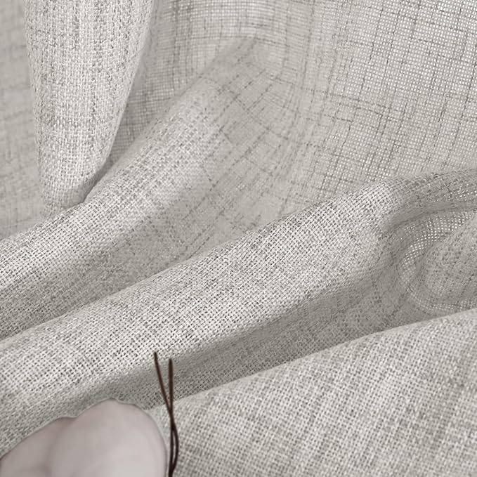 YoungsTex Linen Curtains 72 Inch Length Light Grey Textured Window Drapes with Bronze Grommet Light Filtering for Bedroom Living Room Office, 2 Panels, 42 X 72 Inch