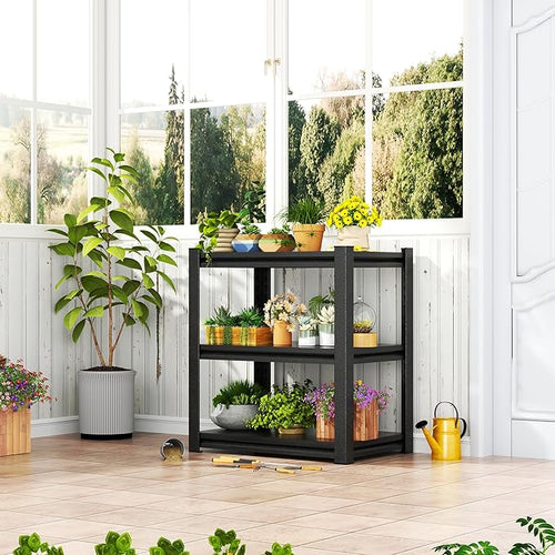 2-Tier Storage Shelves,1200 Lbs Metal Shelving Unit, Double-Layer Columns, Adjustable Reinforcing Shelves for Coffee Table in Living Room, Bedroom, Kitchen，Office(16''W*10''D*22''H)