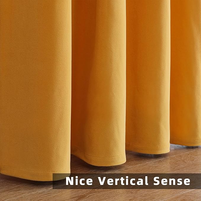 Joydeco Customized Curtains, Super Soft Velvet Curtains for Bedroom and Living Room, Heavy Duty Luxury Thermal Insulated Golden Yellow Velvet Curtains Rod Pocket 1 Panel, Custom Size