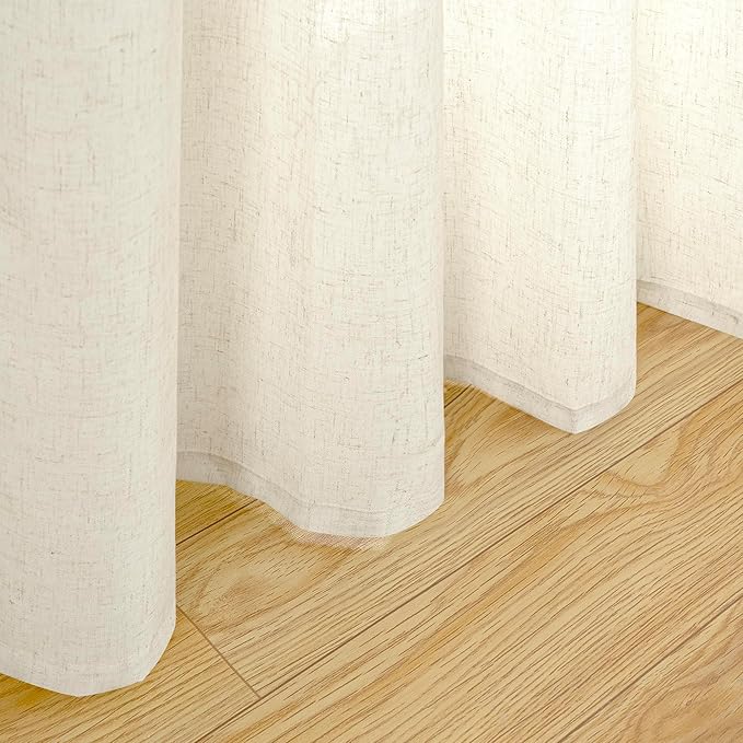 YoungsTex Linen Curtains 108 Inches Length Grommet Light Filtering Living Room Drapes Linen Rustic Privacy for Bedroom Dining Home Office, 2 Panels, 52 X 108 Inch