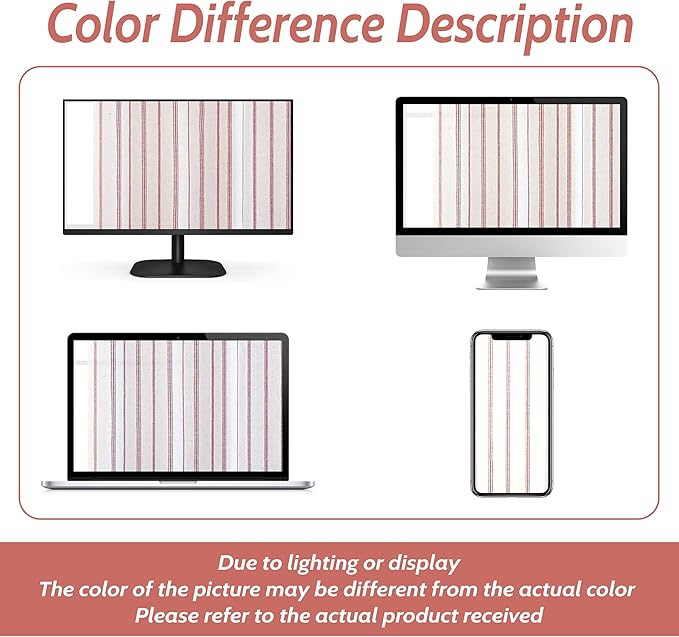 DriftAway Farmhouse Vertical Striped Linen Blend Textured Light Filtering Semi Sheer Curtains for Living Room Bedroom 84 Inches Long Drapes 2 Panels