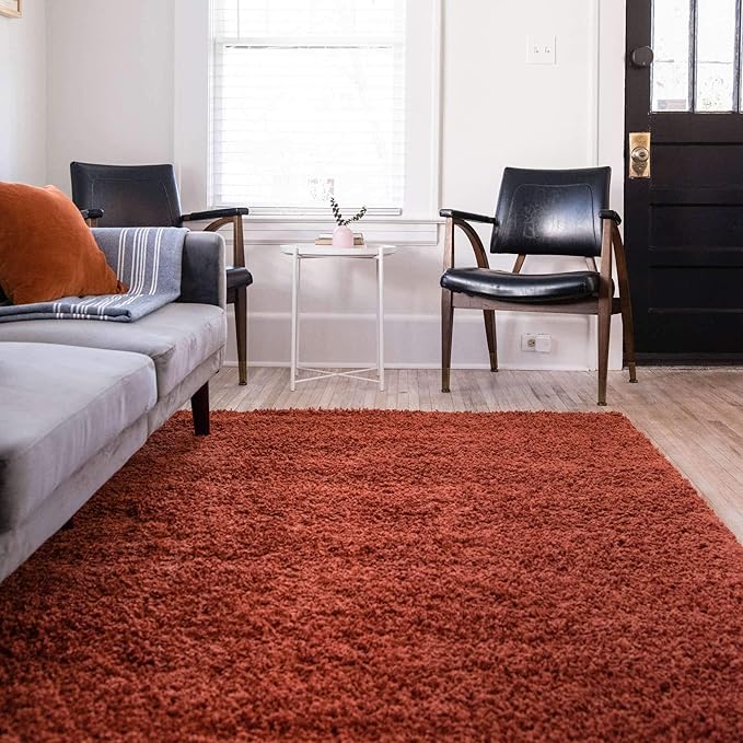 Unique Loom Solid Shag Collection Area Rug (2' 2" x 3' 1" Rectangle, Terracotta)