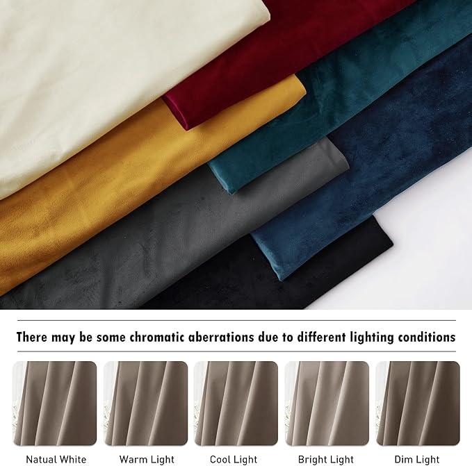 RYB Home Taupe Bedroom Curtains Heavy Velvet 90 inches Long, Darkening Privacy Window Curtains Soft Durable Velvet Backdrops for Sliding Door Living Room Guest Room, W52 x L90, 2 Panels