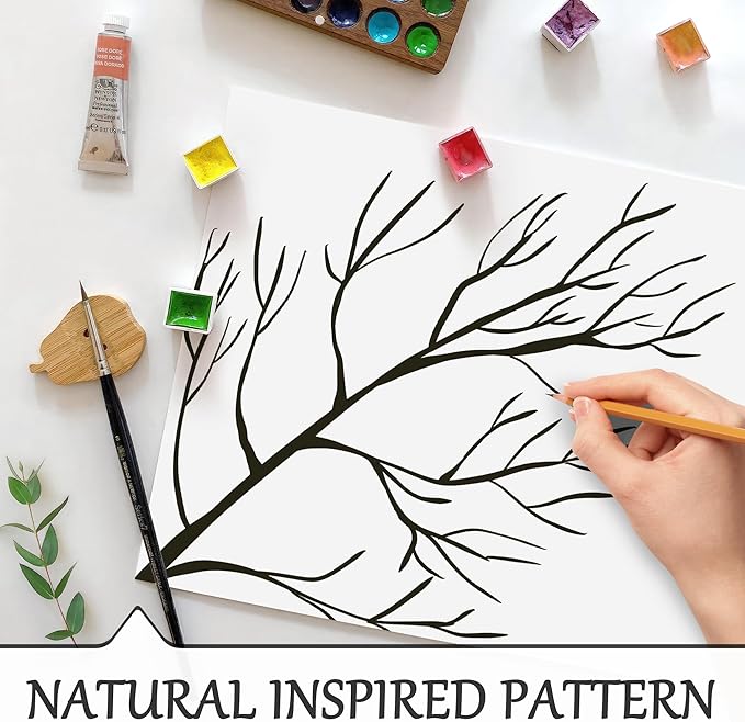 FMFUNCTEX Linen Semi Sheer Curtains for Bedroom & Living Room, Silver Metallic Print Grey Tree Panel, Light Filtering, 96 Inches Long, 2 Panels