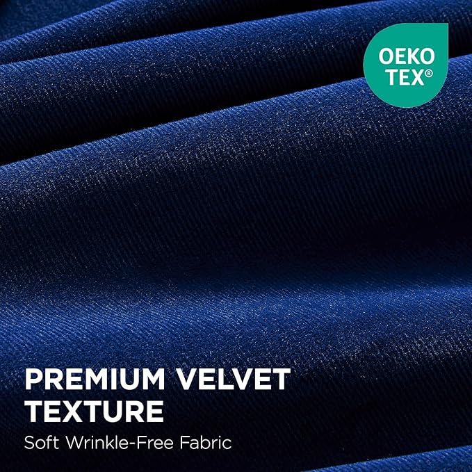 Joydeco Royal Blue 100% Blackout Curtains 108 Inch 2 Panels, Luxury Thermal Royal Blue Velvet Curtains for Bedroom Living Room, Soundproof Blackout Window Drapes, Rod Pocket & Back Tab (52W x 108L)