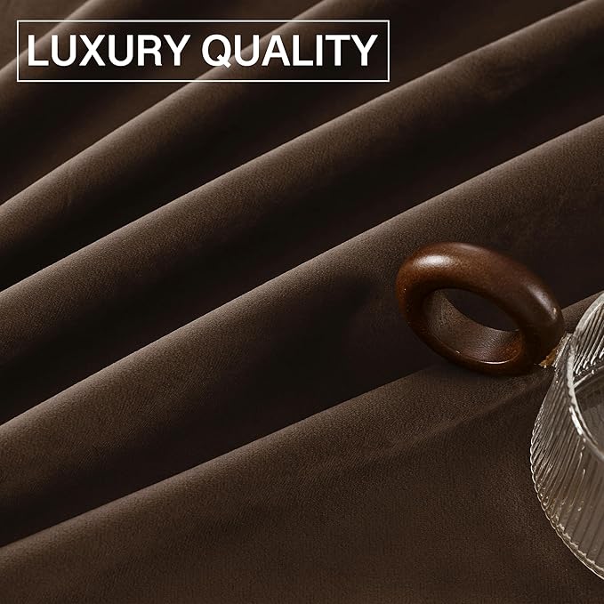 StangH Brown Velvet Curtains 94 inches Luxurious Thermal Insulated Noise Reducing Drapes for Living Room Bedroom, Soft Elegant Home Decor, W52 x L94, 2 Panels