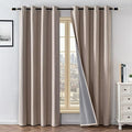100% Blackout Curtains 96 Inch Length 2 Panels Set, Black Out Curtains for Living Room, Beige Thermal Insulated Grommet Drapes Bedroom Luxury Decor Privacy(37W × 96L inch, Beige)