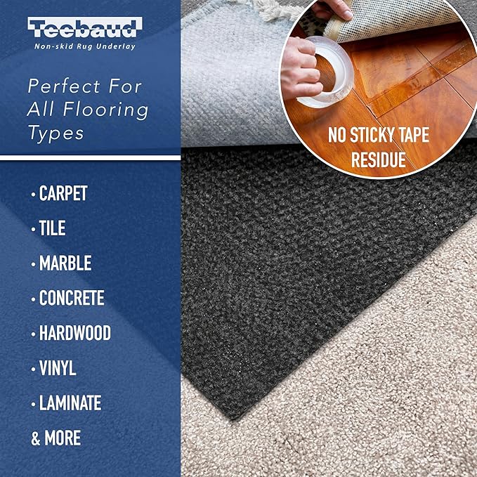2' Round Non-Slip Rug Pad, Reversible Gripper, Non Skid Pads for Hardwood, Vinyl, Tile, Laminate Floors, Keep Area Rugs Secure, Natural Materials Safe for Indoor Flooring, ¼” Thick