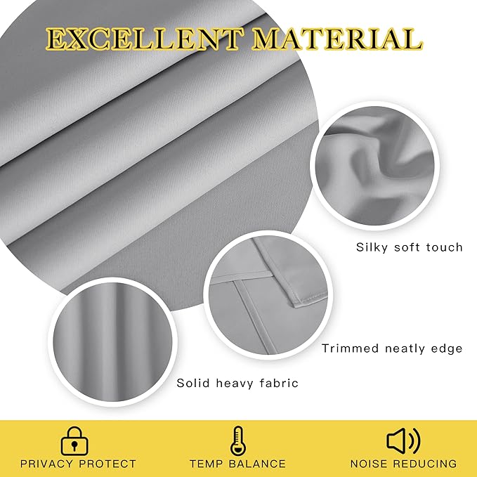 NICETOWN Blackout Sliding Door Curtain 120 inches Long, Grommet Top Thermal Insulated Extra Wide Room Divider Window Treatment for Patio/French Door, W100 x L120, 1 Panel, Silver Grey