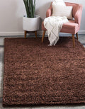 Unique Loom Solid Shag Collection Area Rug (4' 1" x 6' 1" Rectangle, Chocolate Brown)