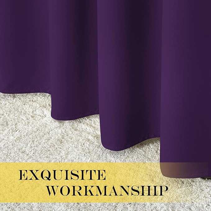 NICETOWN Blackout Short Curtain 63 inches Long for Windows, Thermal Insulated Curtain Grommet Room Darkening Window Treatment for Bedroom/Living Room, 1 Panel, W46 x L63, Royal Purple