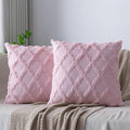 Set of 2 Soft Moroccan Throw Pillow Covers 20x20 Inch Plush Boho Decorative Pillow Cover Accent Cushion Case for Couch Sofa Bed, Light Pink