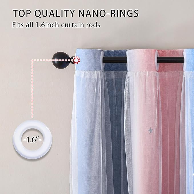 XiDi Dream Star Blackout Curtains for Kids Rooms Girl Princess Curtain for Daughter Bedroom Window (Pink Grey Blue, W52 X L84)