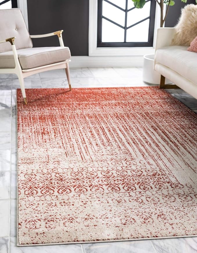 Unique Loom Del Mar Collection Area Rug - Jennifer (3' 3" x 5' 3" Rectangle, Red/ Beige)