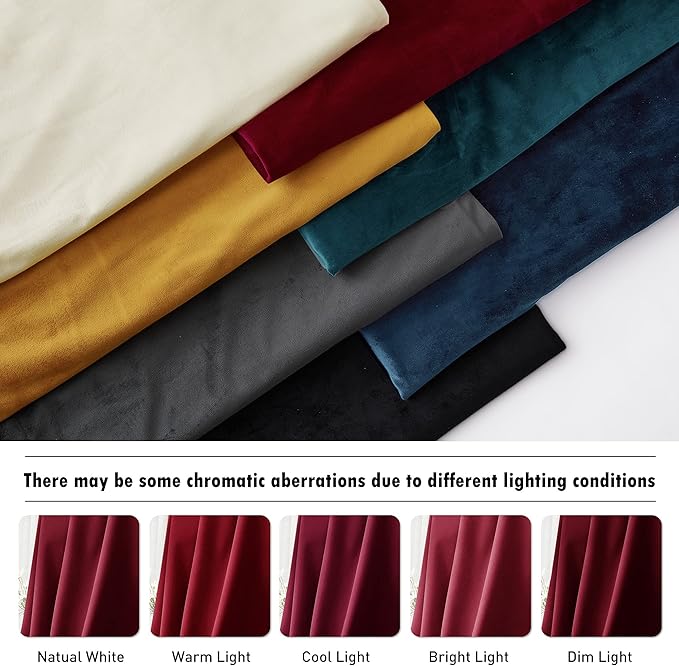 RYB Home Velvet Curtains for Bedroom - Light & Heat Block Back Tabs Window Treatment Energy Efficient Privacy Protection Drapes for Party Backdrop,Film Room, Ruby Red, W52 x L96 inches, 2 Panels