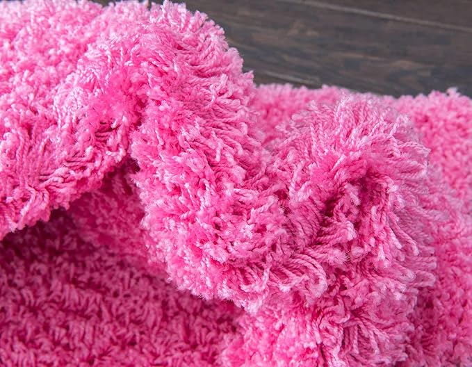 Unique Loom Solid Shag Collection Area Rug (2' 7" x 10' Runner, Taffy Pink)