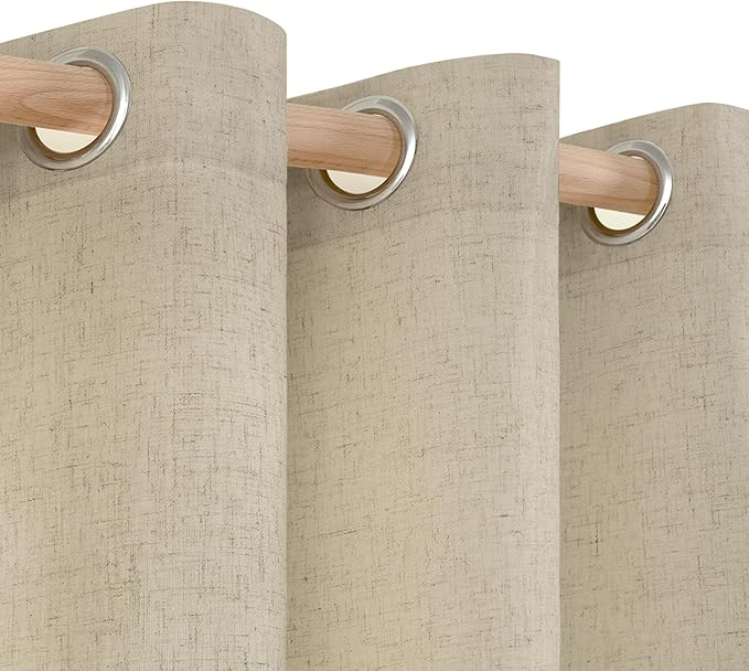 YoungsTex Burlap Linen Curtains with Grommet 84 Inch Length for Living Room, Natural Tan Light Filtering Drapes Privacy Semi Sheer for Farmhouse Bedroom, 2 Panels, 52 X 84 Inch