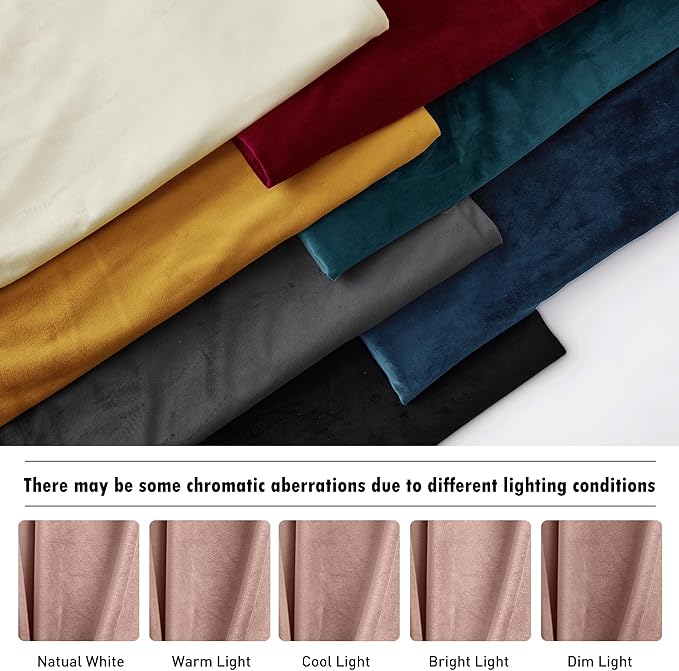 RYB HOME Back Tab Velvet Curtains, Thermal Insulated Privacy Protect Decorative Drapes for Living Room Home Theater, Dusty Pink, W 52 x L 120 inches, 2 Panels Set