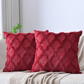 Set of 2 Soft Moroccan Throw Pillow Covers 22x22 Inch Plush Boho Decorative Pillow Cover Accent Cushion Case for Couch Sofa Bed, Burgundy