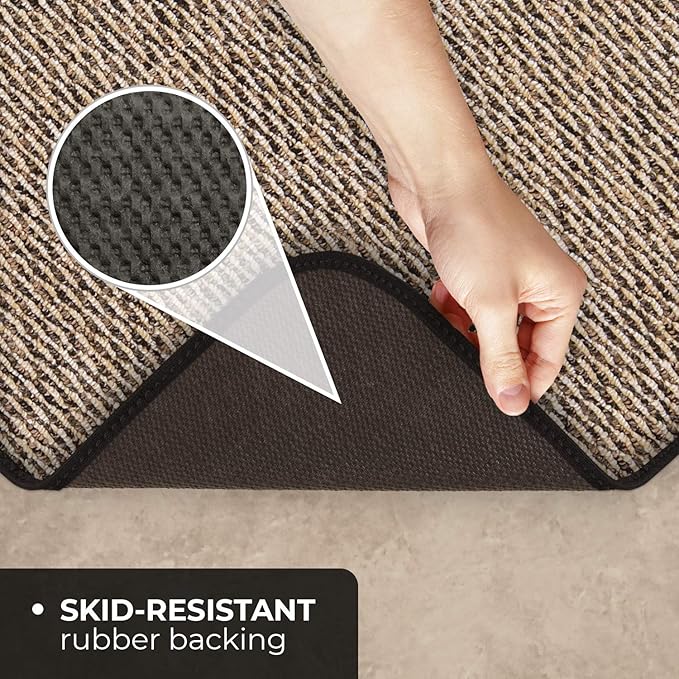 House, Home and More Skid-Resistant Carpet Indoor Area Rug Floor Mat - Black Ripple - 4 Ft X 4 Ft - Non Slip Rubber Backing, Stain Resistant, Dog Friendly, Living Room Bedroom Kitchen Entryway