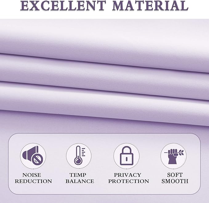 DONREN Lilac Light Purple Curtains for Girls Bedroom - Room Darkening Thermal Insulated Rod Pocket Curtains for Living Room (42 x 63 Inch Length,1 Pair)
