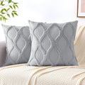 decorUhome Spring Euro Sham Throw Pillow Covers 22x22 Inch Set of 2, Soft Plush Faux Fur Wool Grey Couch Pillow Covers, Decorative Neutral Pillow Cases for Bed Sofa Living Room Home Decor