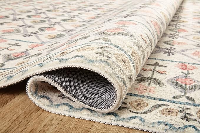 Loloi Rifle Paper Co. Eden Collection EDE-03 Lattice Ivory 7'-6" x 9'-6" Area Rug feat. CloudPile™