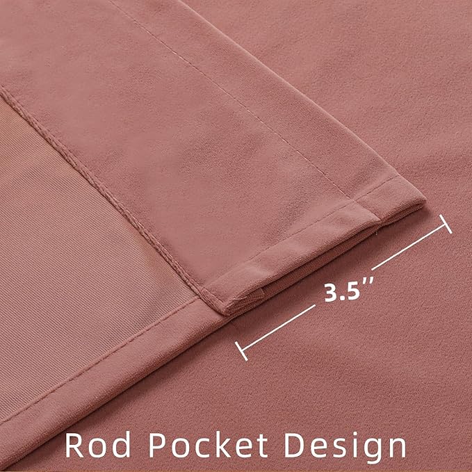 Joydeco Pink Velvet Curtains 108 inch Length 2 Panels, Luxury Blackout Rod Pocket Thermal Insulated Window Curtains, Super Soft Room Darkening Drapes for Living Dining Room Bedroom,W52 x L108 inches